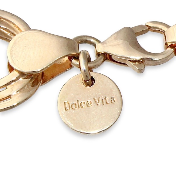 Dolce Vita 18K Gold Plated Bronze Necklace Graduated Triple Link Made in Italy - Picture 4 of 5